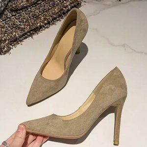 New velvet high -heeled shoe women's fine heel soft leather pointed head size si